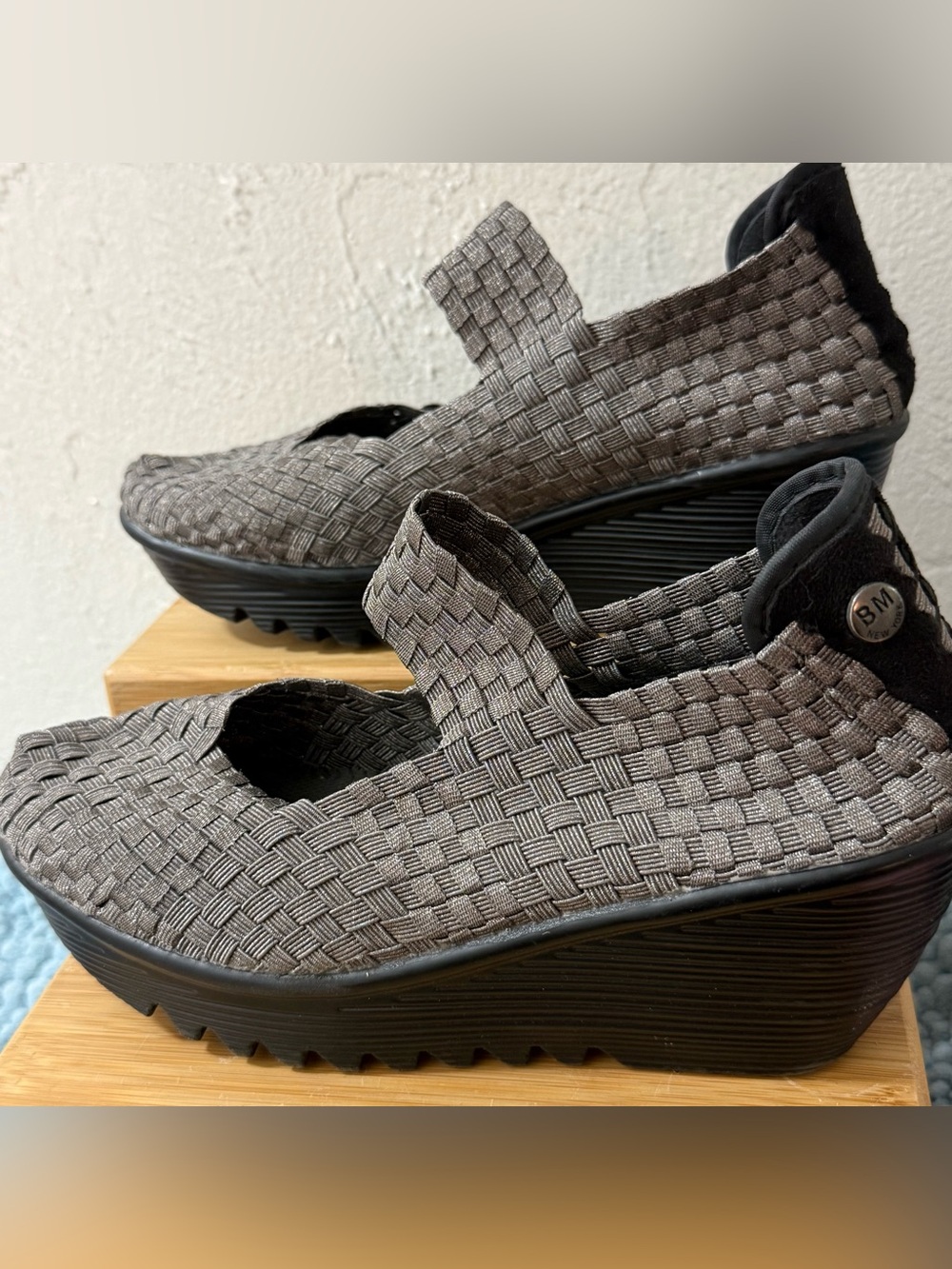 bernie mev. Woven Mary Jane Mules in Gray